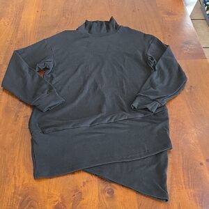 Temu Assymetrical Fleece Mockneck Long Sleeve Black Dress Size Medium